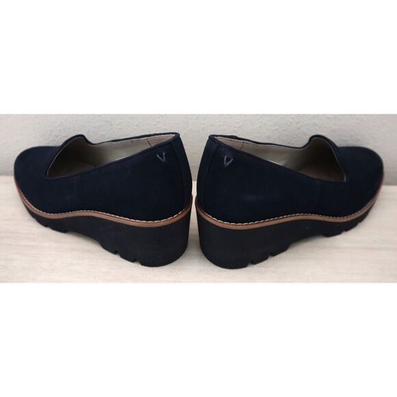 Vionic Women's Sz 7.5M Navy Blue Suede Willa Wedge Slip-On Loafers - Picture 11 of 12